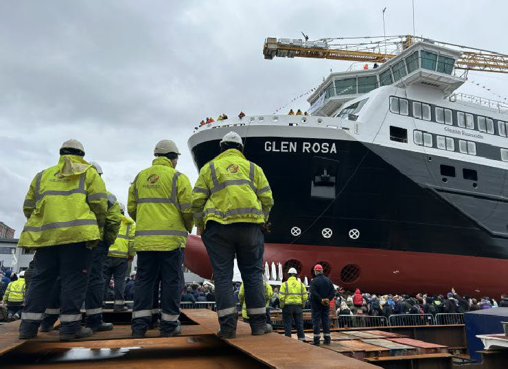 GMB Union workers at CalMac ferry MV Glen Rosa at Ferguson Shipyard GMB Union workers at CalMac ferry MV Glen Rosa at Ferguson Shipyard